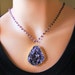 Large Genuine Raw Amethyst Druzy Pendant Necklace, Purple Stone, Gold Geode Slice, Statement Necklace, February Birthstone, Electroformed