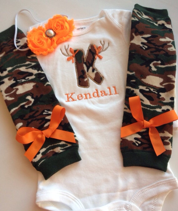 Baby Girl CAMO Hunting outfitORANGE by AboutASprout on Etsy