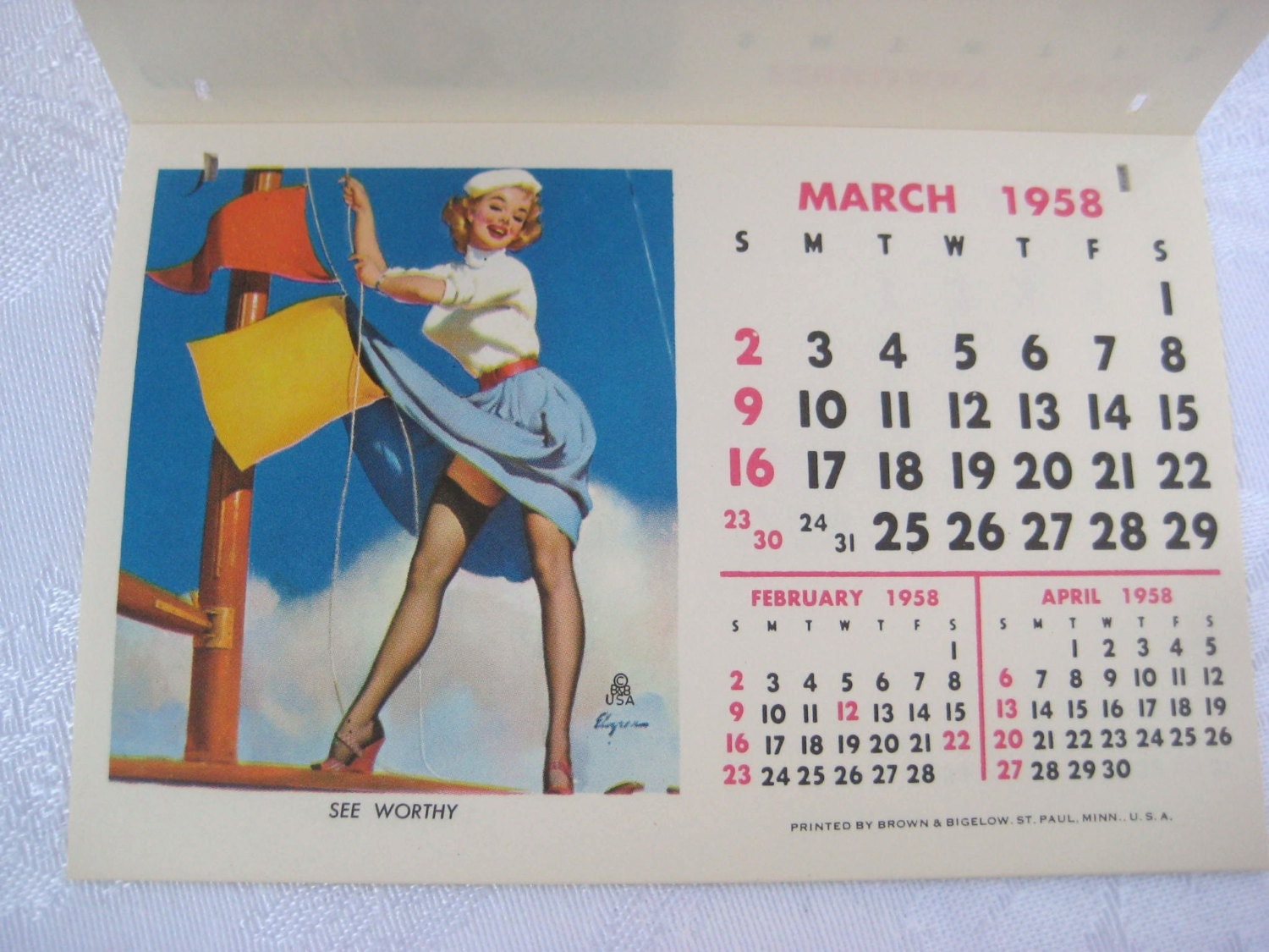 1958 Pin up girl calendar Gil Elvgren 50s pin ups desk