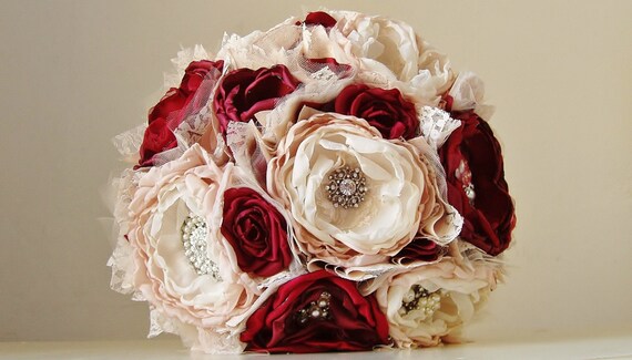 Reserved Listing - Fabric Brooch Bouquet by bouquets4love