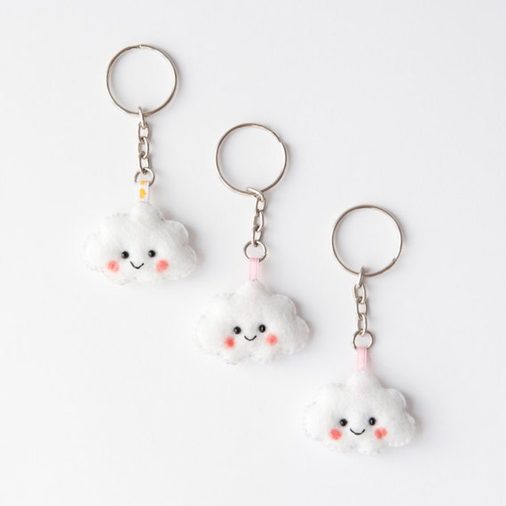 Kawaii Cloud Felt Keychain