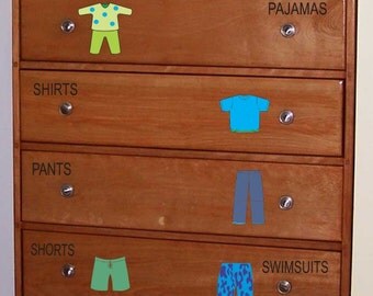 Dresser Clothing Decals Labels - Boys room decals - Dresser Labels - Kids labels - drawer labels - dresser decals - organizing labels