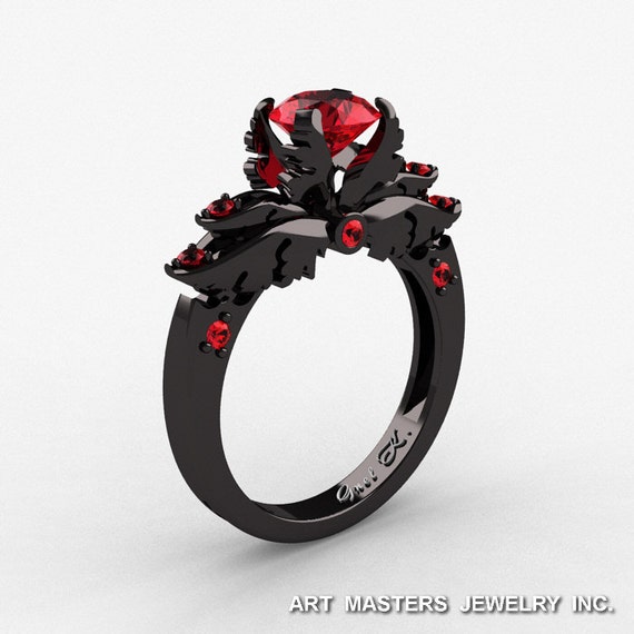 Ruby engagement rings black gold