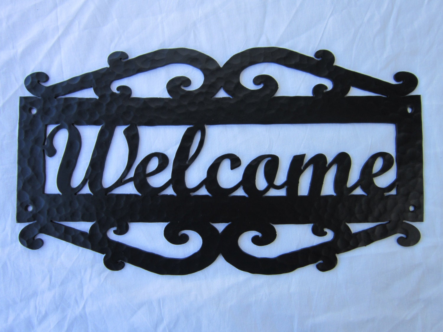 hammered wrought iron sign by Bushereironstudio on Etsy