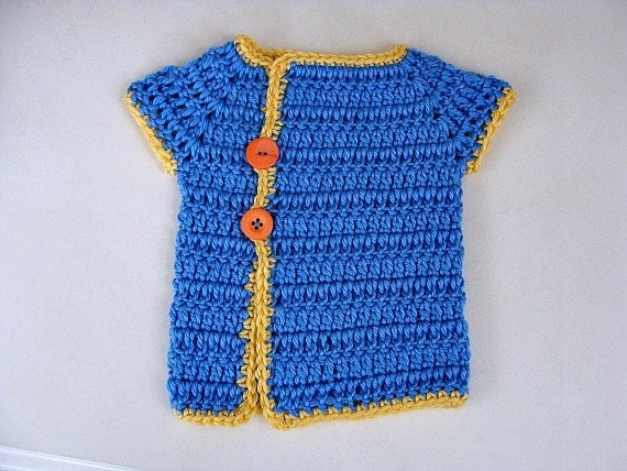 Crochet Baby Sweater Blue Kimono Style