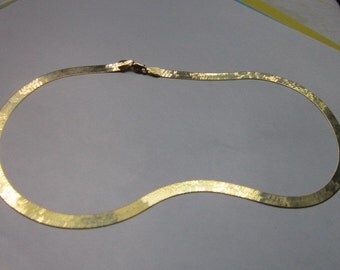 Vintage 18 Inch 10KT Solid Gold Wide Necklace Made in Italy Lovely