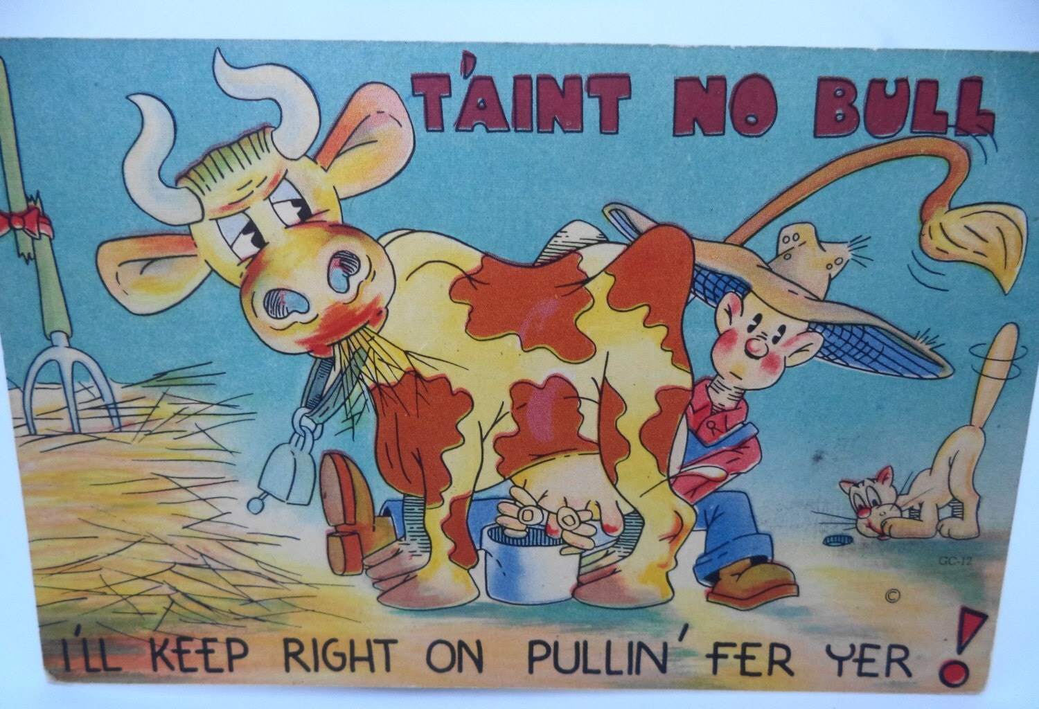 Vintage 1940s Old Timey Cartoon Postcard, Get Well Card, Funny Comical ...