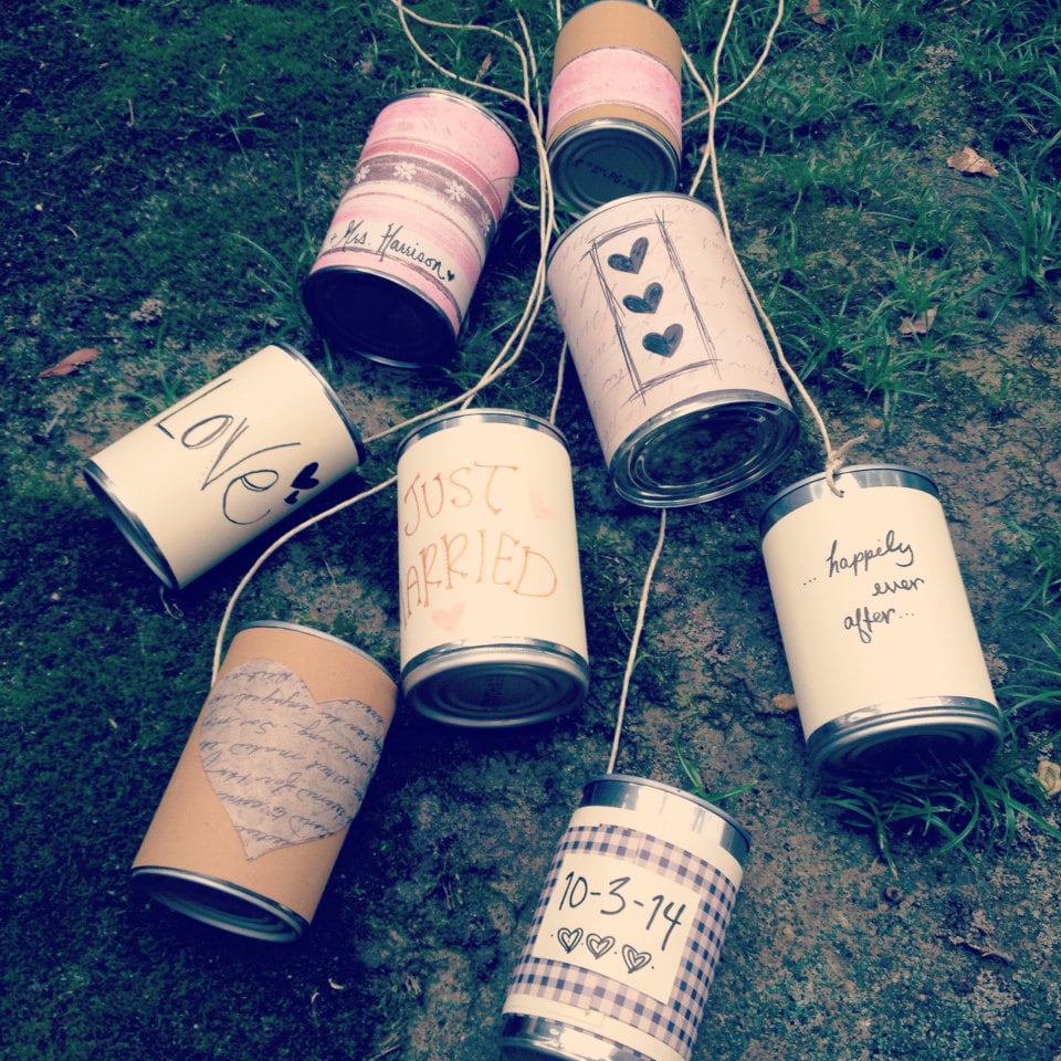 Wedding Customized Get-Away Car Tin Cans Set of 8 by TheBeezeKnees