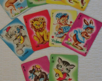 Animal Rummy Playing Cards - Set of 10 (One of Each Pictured)