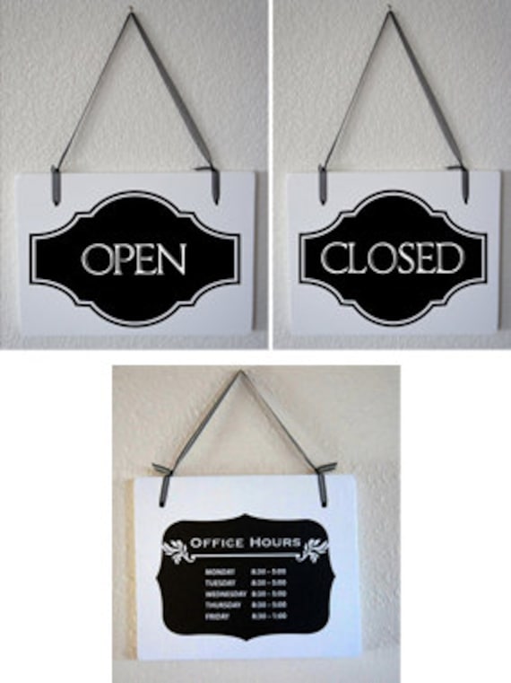 Sign Open closed Business hanging signage Hour Sign set. 2