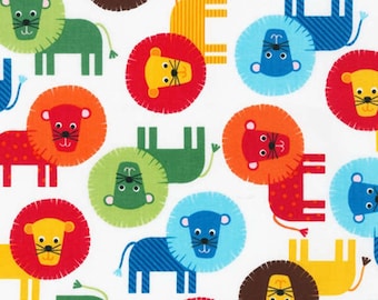Urban Zoologie Primary Lions - 1 yard - Ann Kelle for Robert Kaufman Fabrics