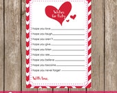 Red Valentine's Wishes for Baby Baby Shower Game - INSTANT DOWNLOAD Il_170x135