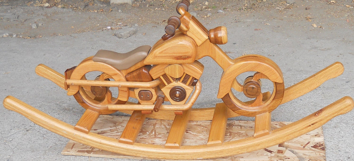 wooden rocking motorcycle