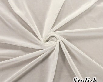 Off White Nylon Power Mesh Fabric by the Yard, Soft Sheer Drape Mesh Fabric, Stretch Mesh Fabric, Performance Mesh Fabric Style 454