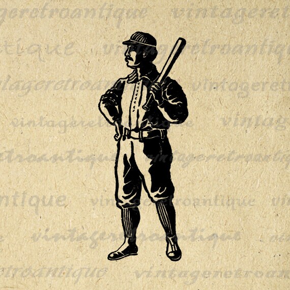 Items similar to Digital Printable Antique Baseball Player Image ...