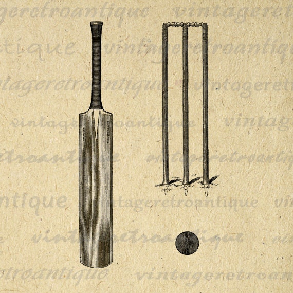 Printable Cricket Bat and Ball Digital by VintageRetroAntique