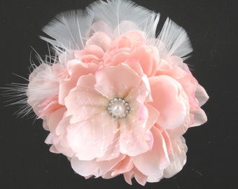 Pink Bridal Flower Hair  Clip Wedding Hair Clip  Wedding Accessory Peony Hair Clip Bridal Accessory