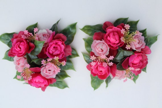 Candle Rings Shades of Pink Floral Plastic Flowers