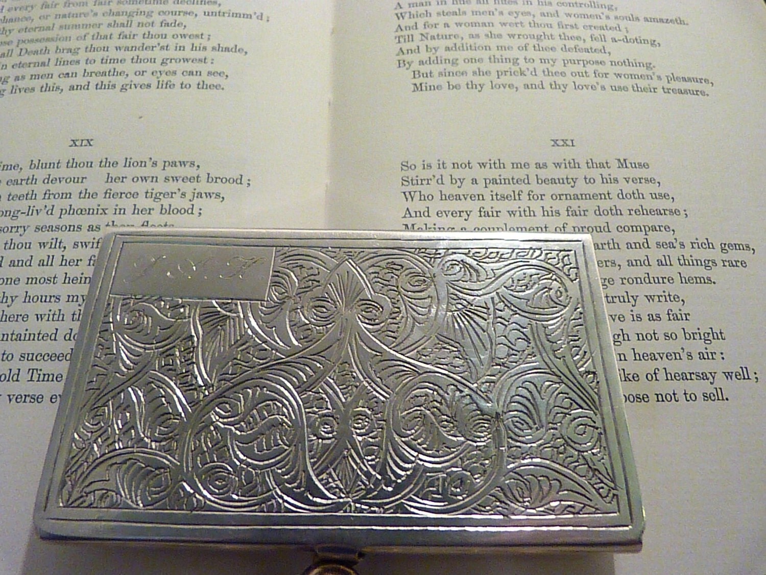 Vintage silver card case vintage business card case Persian silver