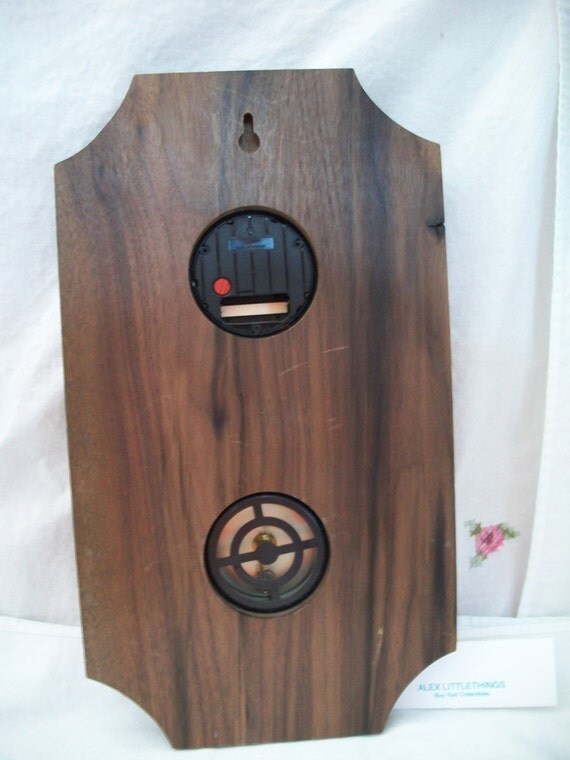 Vintage Hampton Quartz Clock And Thermometer Wood Made in