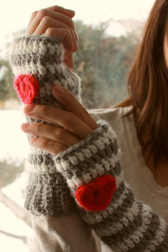 Items similar to Crochet Striped Arm Warmers on Etsy