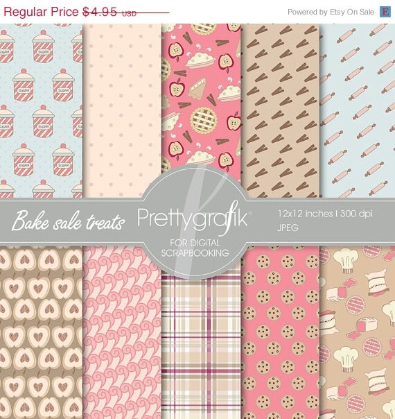 80% OFF SALE Bake sale treats digital paper, commercial use, scrapbook papers, background - PS524 Il_570xn