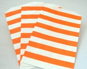 Halloween Party Favor Bag--(24) ORANGE Stripe Favor Bags (5x7): DIY Orange Wedding Favors, Carnival Party,boutique/bakery bag, Halloween bag Il_170x135
