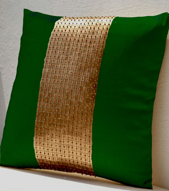 emerald green pillow cover green pillows green and gold