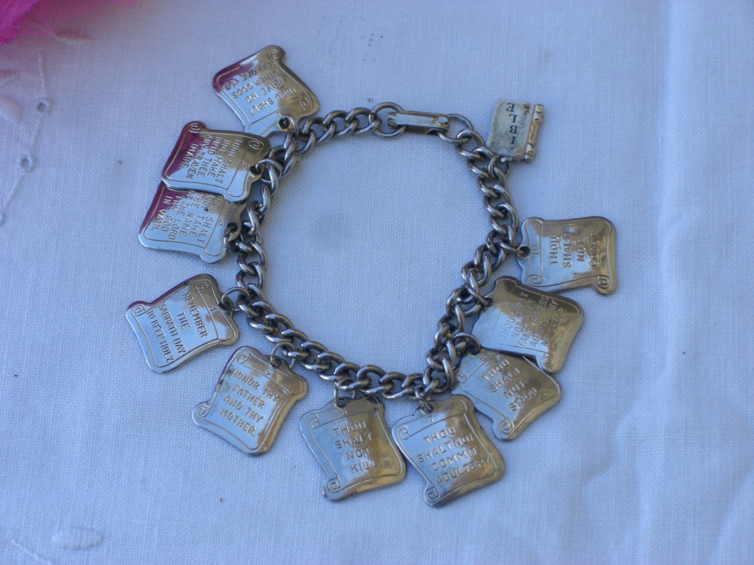 Charm Bracelet Ten Commandments Vintage