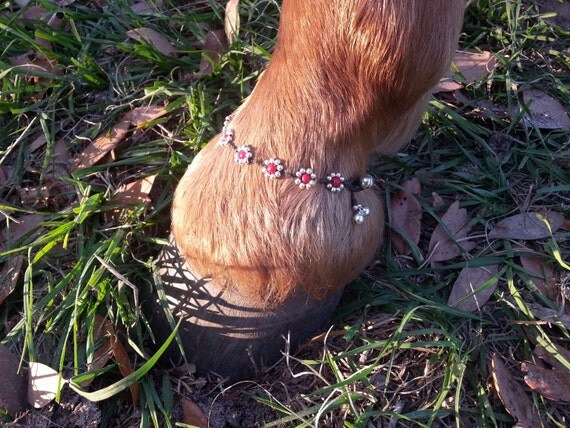 Coral and Silver Equine Pastern Bracelet  Washable by MyBuddyBling