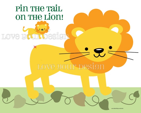 Lion Pin the Tail on the Lion game INSTANT DOWNLOAD You PRINT