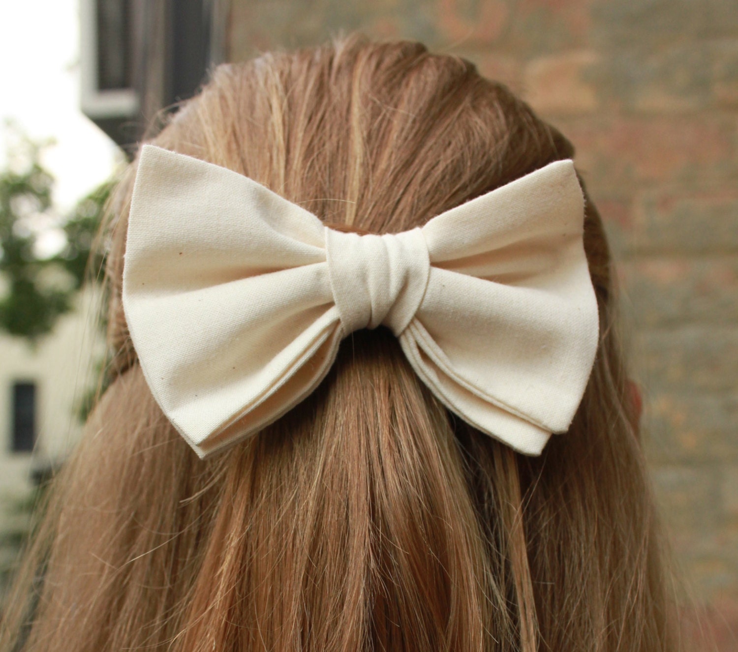 Hair Bow Fabric Little Girl Women Teen Cream Ivory