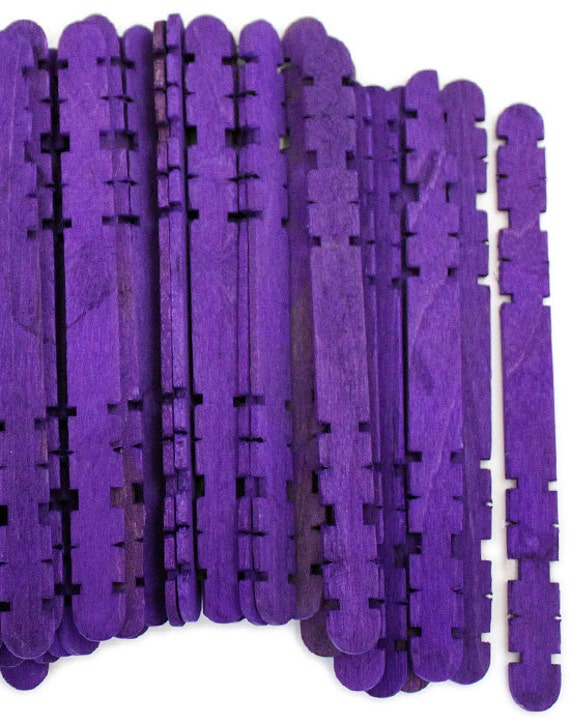 100 Purple Notched Hobby Craft Sticks