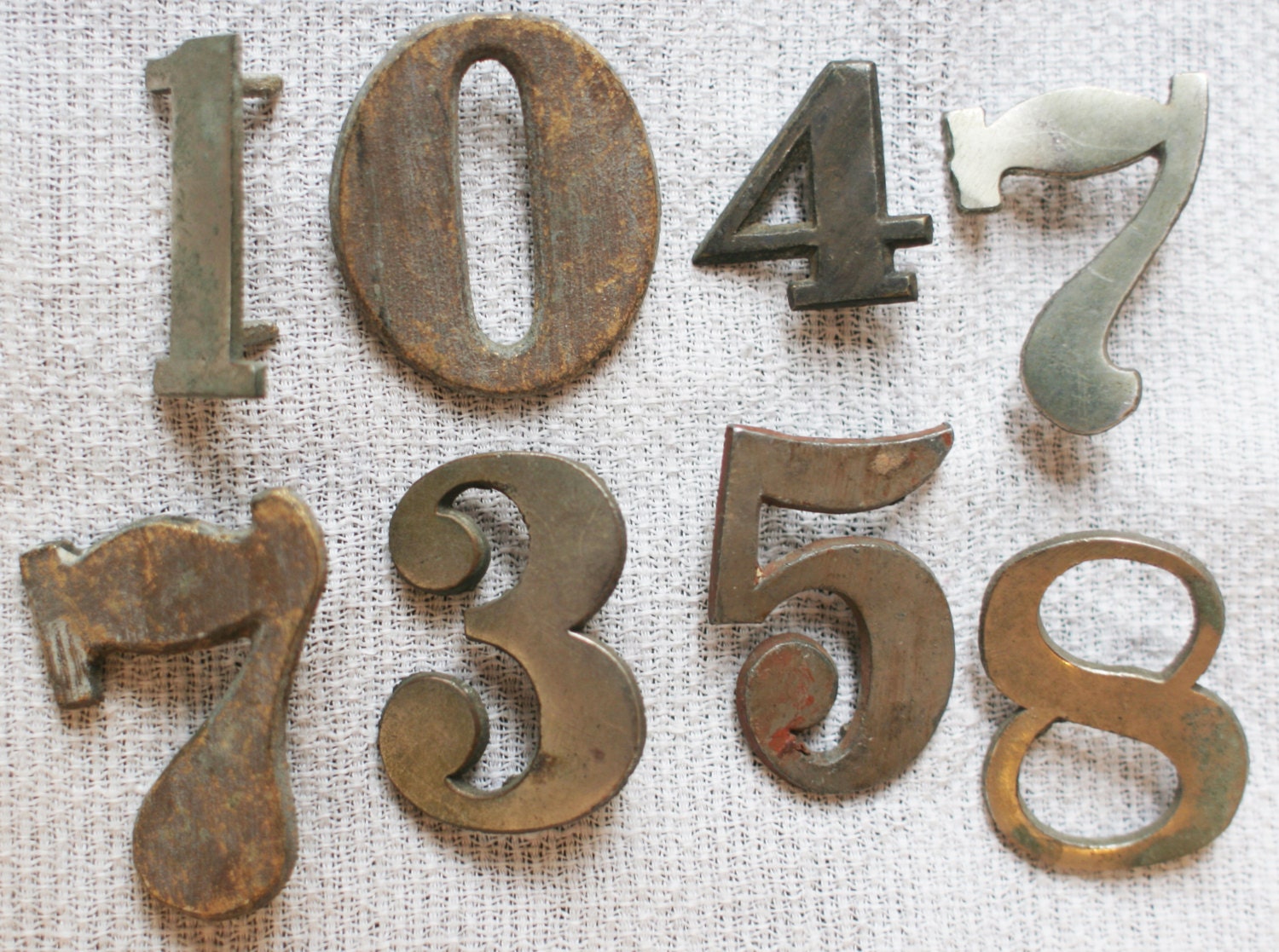 Old Antique Metal House Numbers Group of 8 Lot of Eight