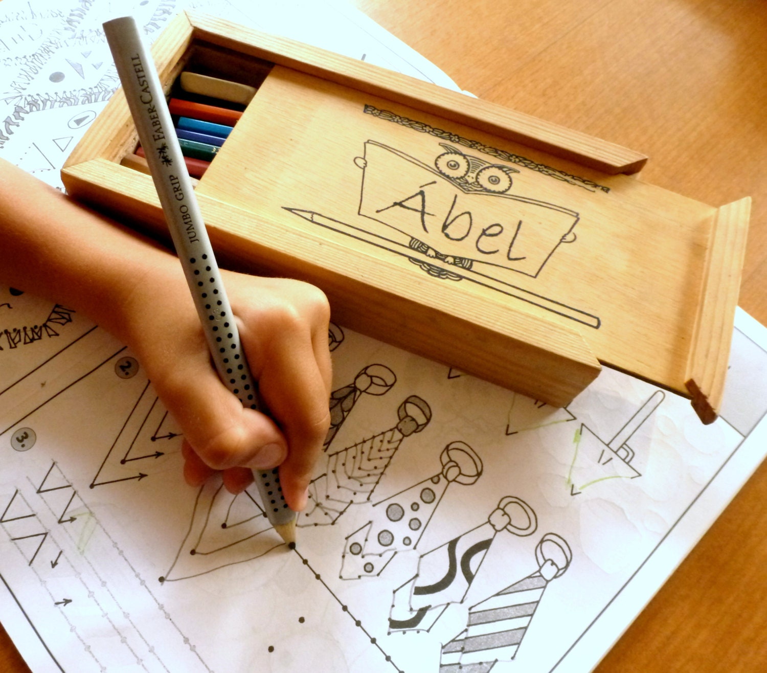 Wood pencil box personalized pencil holder monogrammed by BogaHome