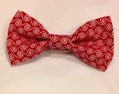 Red and white swirl Bow Tie- Red fabric Hair Bow- White and Red tie - Baby, Toddler, Child red bow tie Il_170x135
