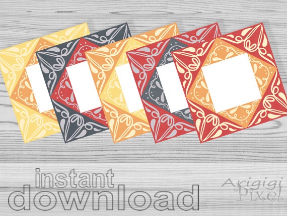 set of 5 cootie catcher card, blank, autumn colors, for DIY thanksgiving invitation, happy birthday card, wedding program, instant download Il_570xn