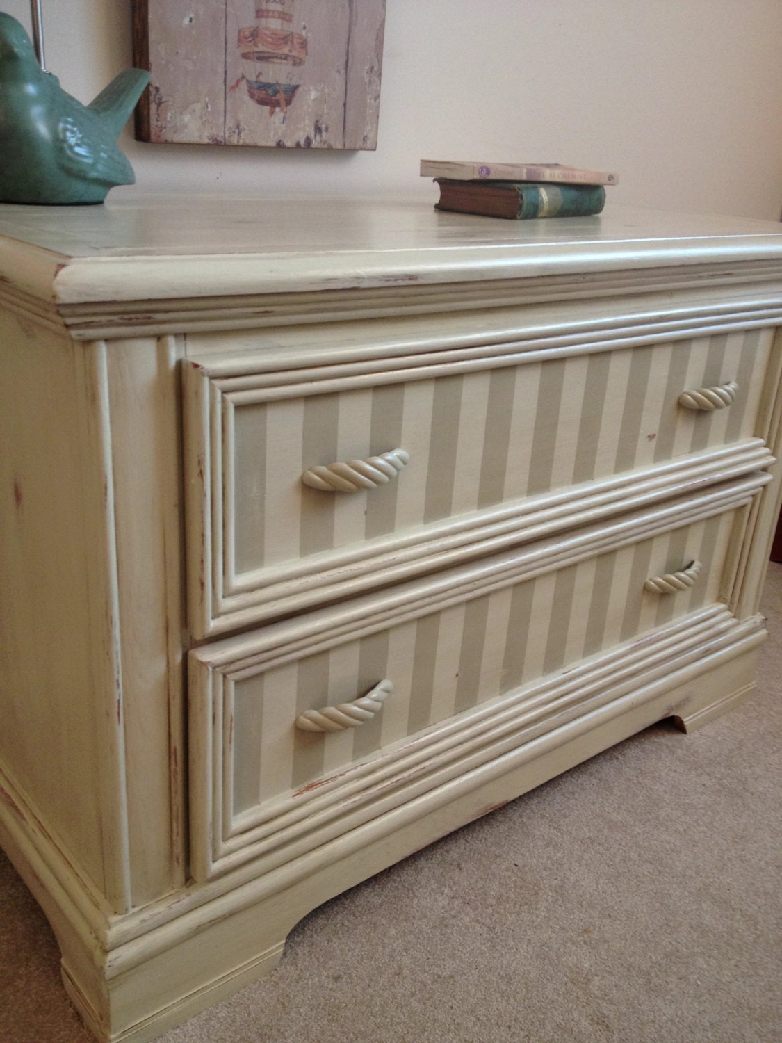 SALE-Chic Cream Dresser Chest French Country Shabby Chic