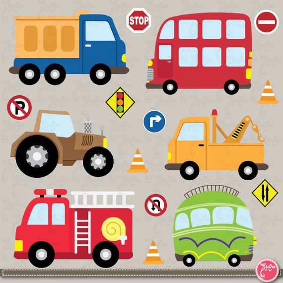 Transportation clip art ,Cute Vehicles, transport set ...