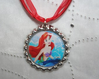 Ariel Necklace, Bottlecap Necklace, Little Mermaid Necklace, Disney ...