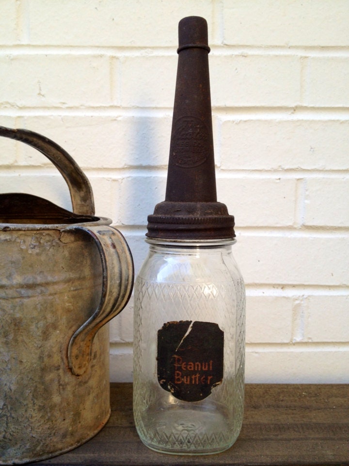 Antique Glass Oil Bottle by ConnieLouLous on Etsy