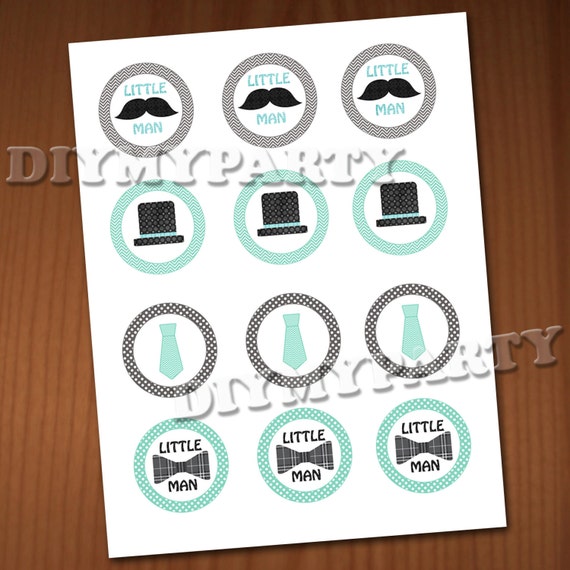 Printable Cupcake Toppers Little man Cupcake Toppers Little