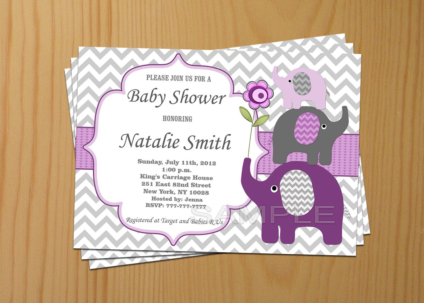 Baby Shower Invitation Elephant Baby Shower Invitation Girl