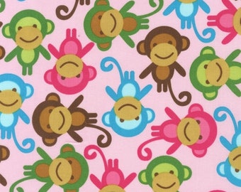 Robert Kaufman Fabric - Urban Zoologie - Spring Monkeys - from FQ to a Metre