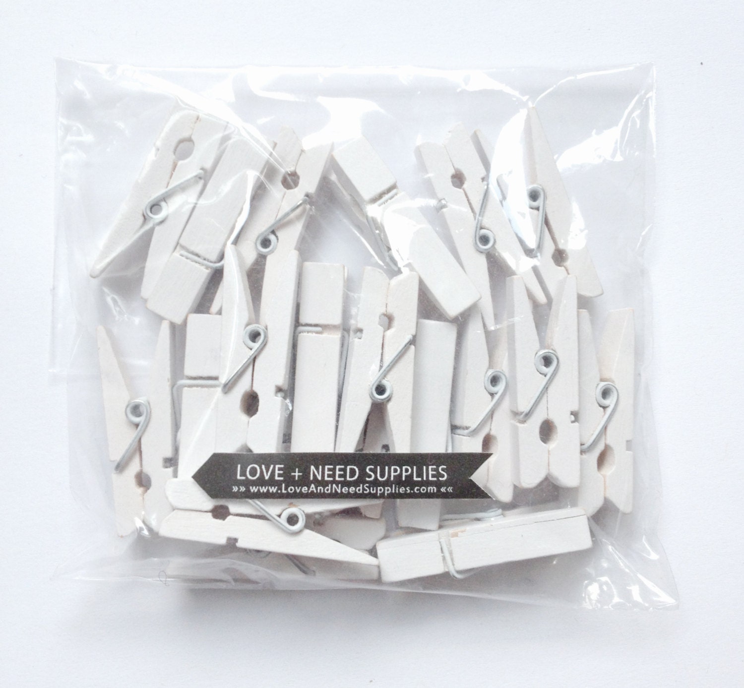 White Small Clothes Pins Pack Of 20