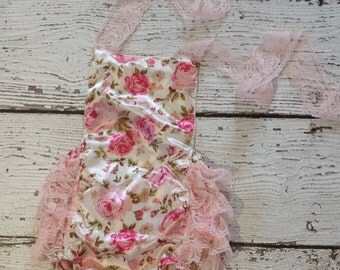 Items similar to Ruffle Romper VINTAGE PINK - by Cheeky Chic Baby on Etsy