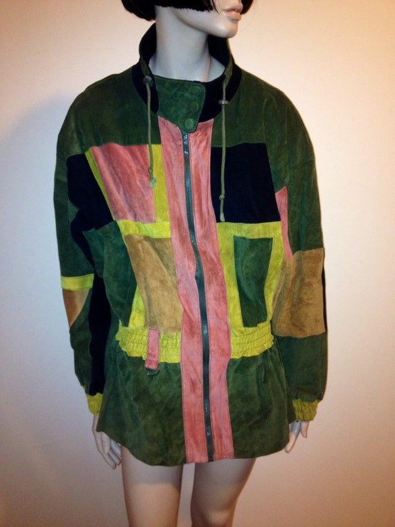 Vintage 1990s MULTI COLOR LEATHER jacket fall by FisforFRESH