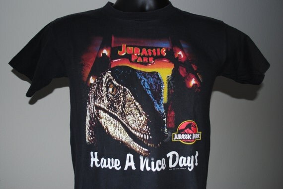 1993 Jurassic Park Movie Velociraptor Have A Nice Day T Shirt 5181