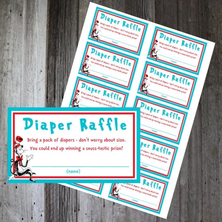 Diaper Raffle Tickets Printable Dr. Seuss Party Instant