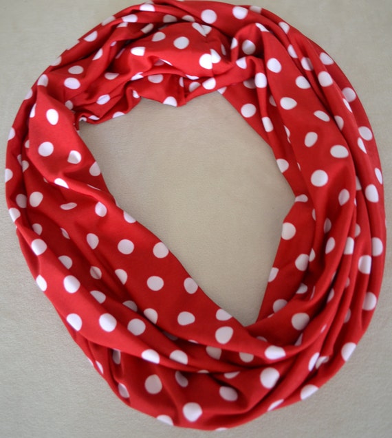 Red and White Polka Dot Infinity Scarf